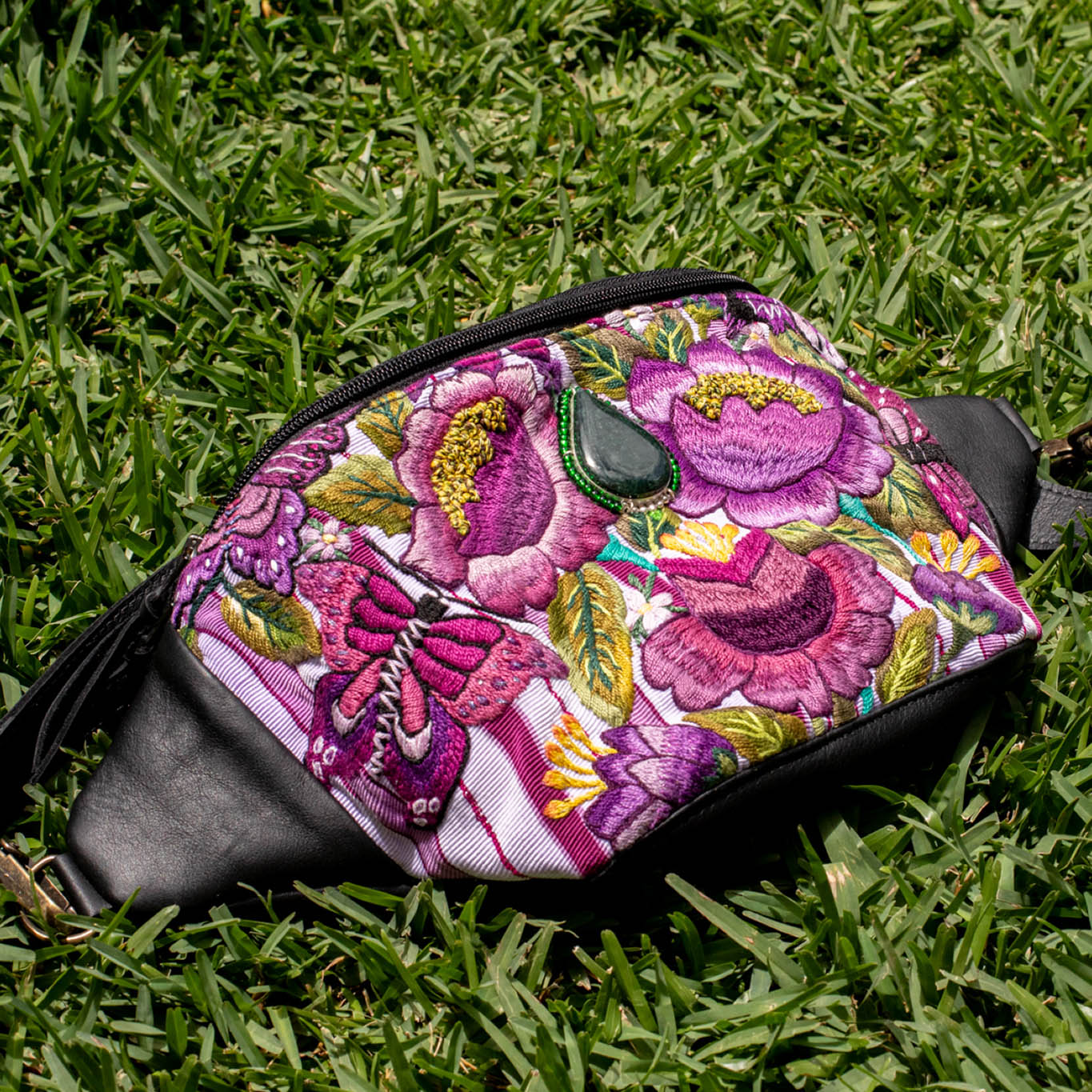 EL DON MANNY PACK WITH JADE - OOAK HUIPIL - BLACK - NO. 16724