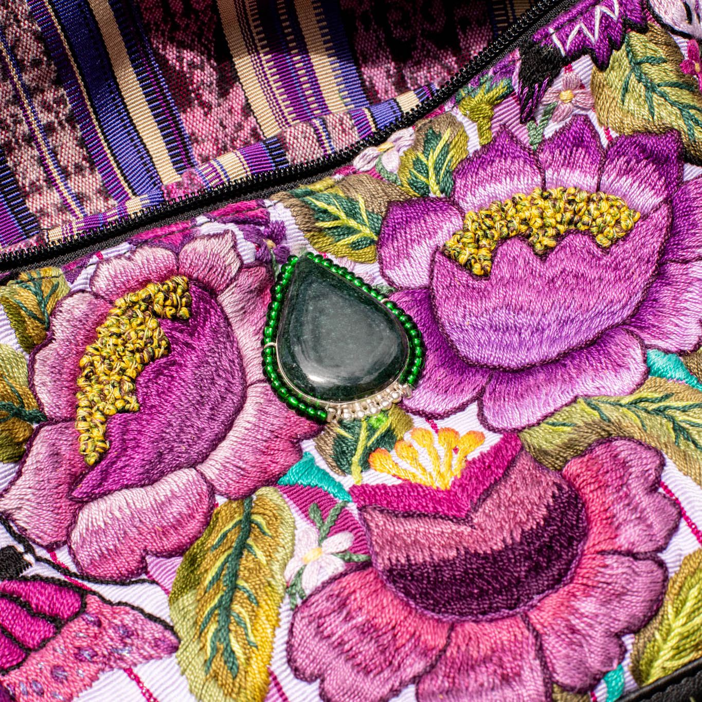 EL DON MANNY PACK WITH JADE - OOAK HUIPIL - BLACK - NO. 16724