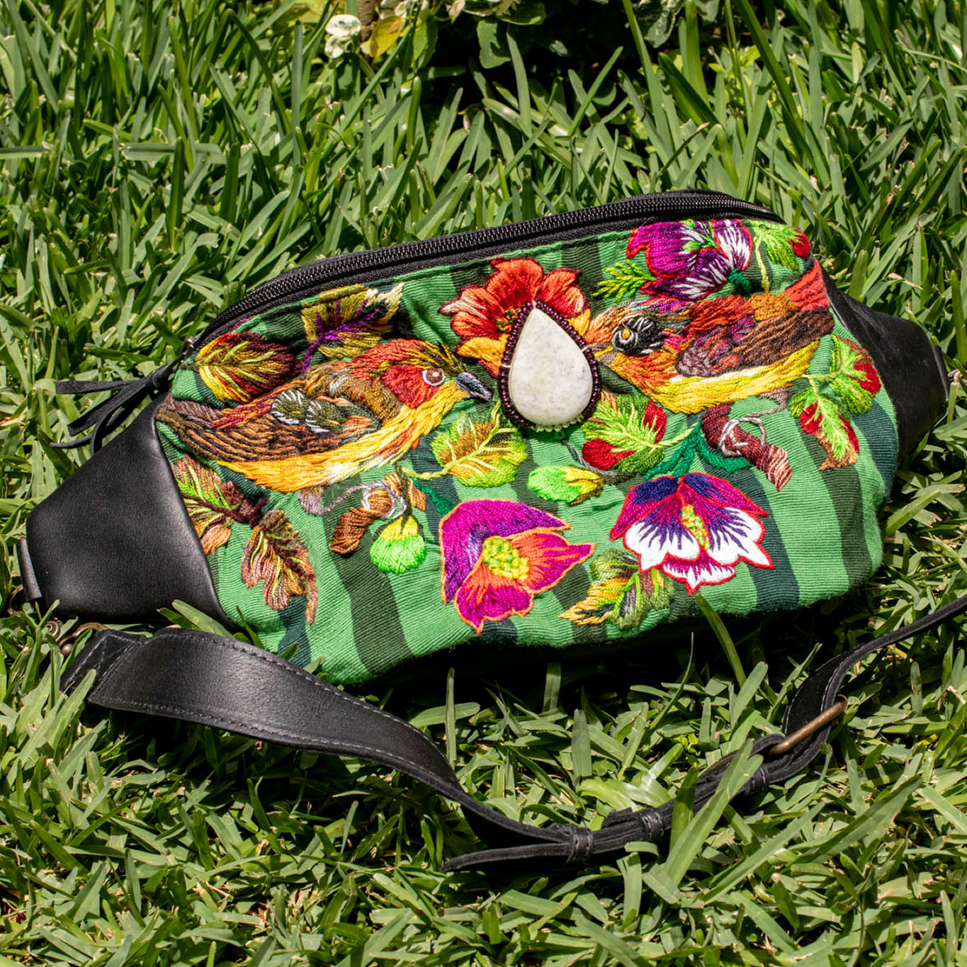 EL DON MANNY PACK WITH JADE - OOAK HUIPIL - BLACK - NO. 16723