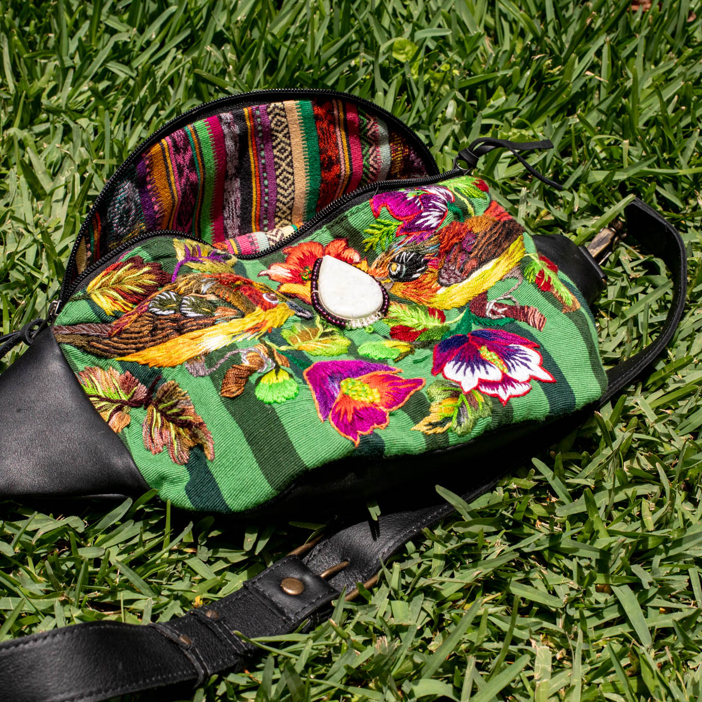 EL DON MANNY PACK WITH JADE - OOAK HUIPIL - BLACK - NO. 16723