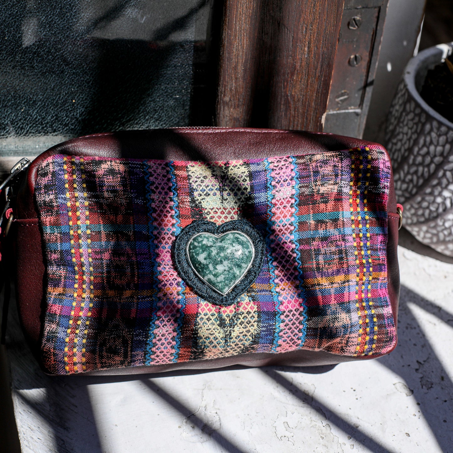 ♡ WANDER CROSSBODY BAG + STRAP SET - HEART JADE ♡ - CORTE - VINO TINTO - NO. 19675