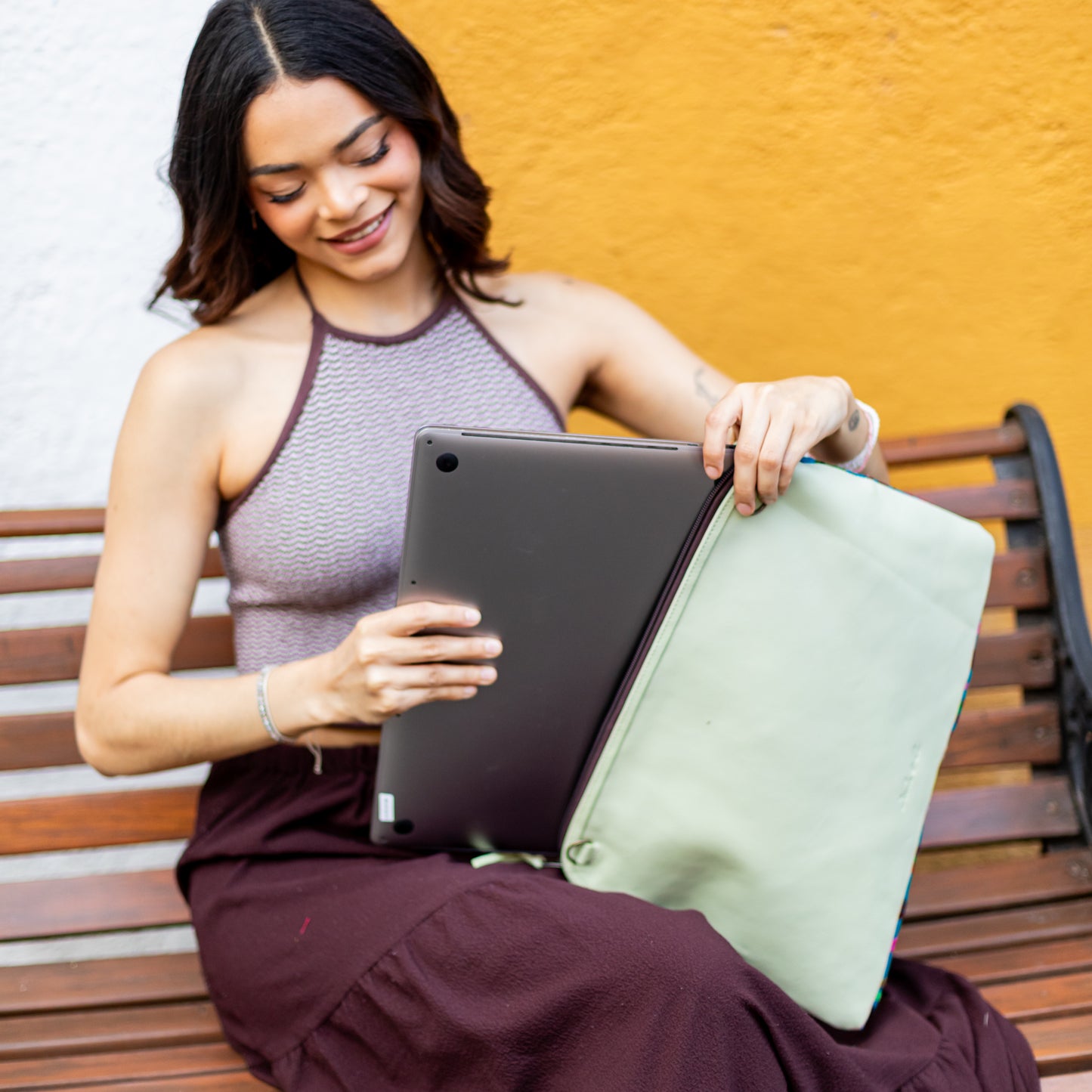 LAPTOP CASE 16" - OOAK HUIPIL - PISTACHO - NO. 18411