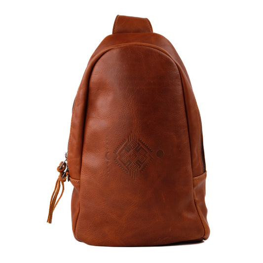 CROSSBODY SLING - FULL LEATHER - NEW MOON ICON - CAFE