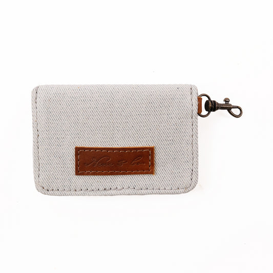 CARD CASE WITH CLASP - UPCYCLED DENIM - CAFE