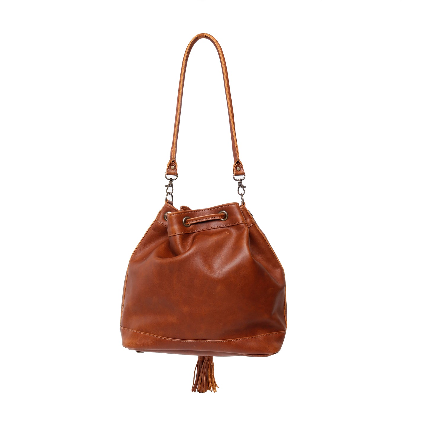 DRAWSTRING BUCKET BAG - 10 YEAR ANNIVERSARY - MACHINE EMBROIDERED ON WOVEN FABRIC IN MUSTARD - CAFE