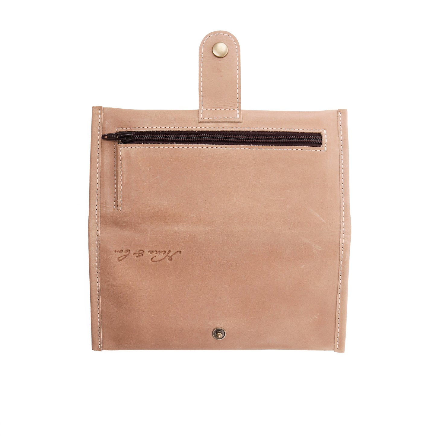 ARTISAN SNAP WALLET WITH ZIPPER - ARTEMISA - TAN LEATHER