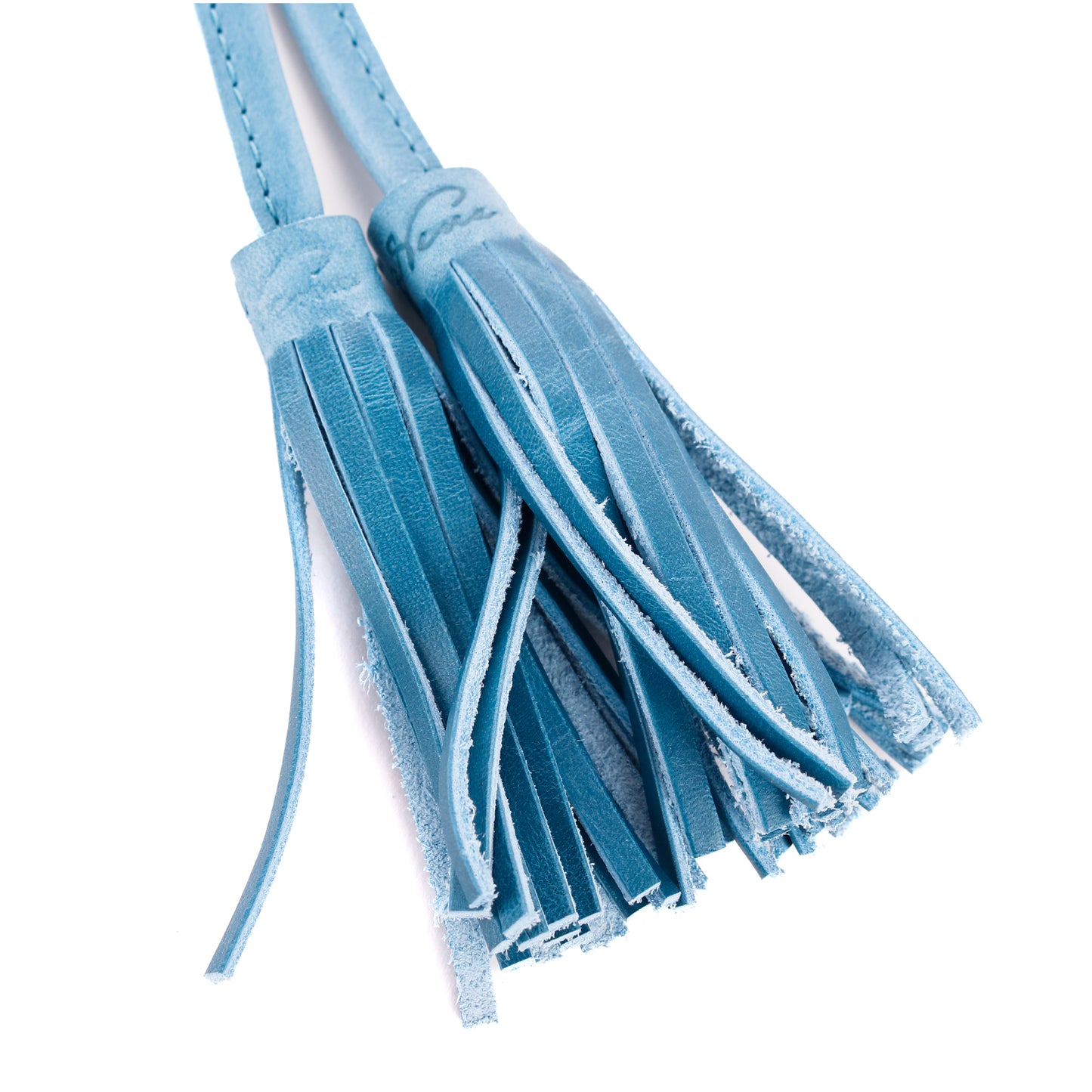 DRAWSTRING BUCKET BAG WITH FRINGE - OOAK CORTE DE PLAYA - CERULEAN - NO. 10279