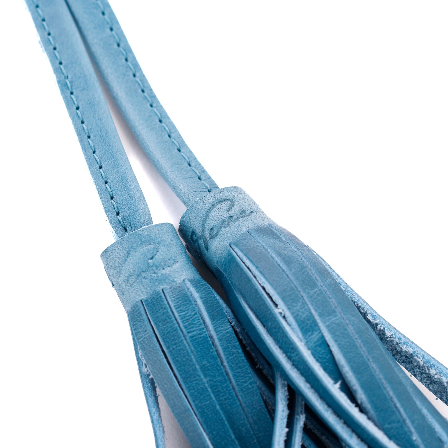 DRAWSTRING BUCKET BAG WITH FRINGE - OOAK CORTE DE PLAYA - CERULEAN - NO. 10279