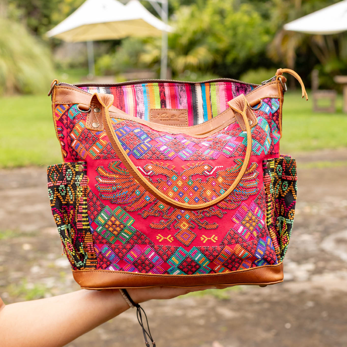 THE MEDIUM PERFECT BAG - OOAK HUIPIL - CAFE - NO. 16664