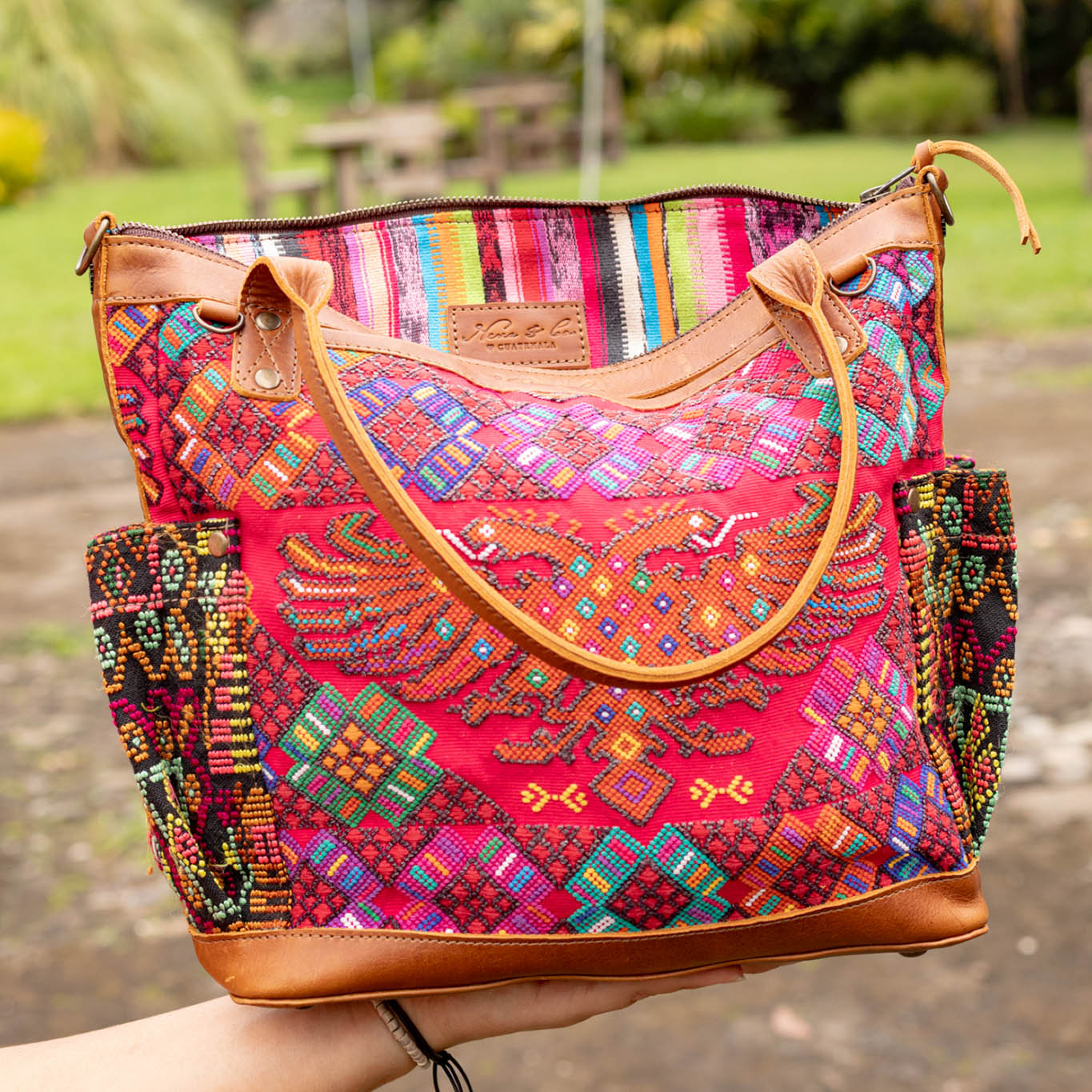 THE MEDIUM PERFECT BAG - OOAK HUIPIL - CAFE - NO. 16664