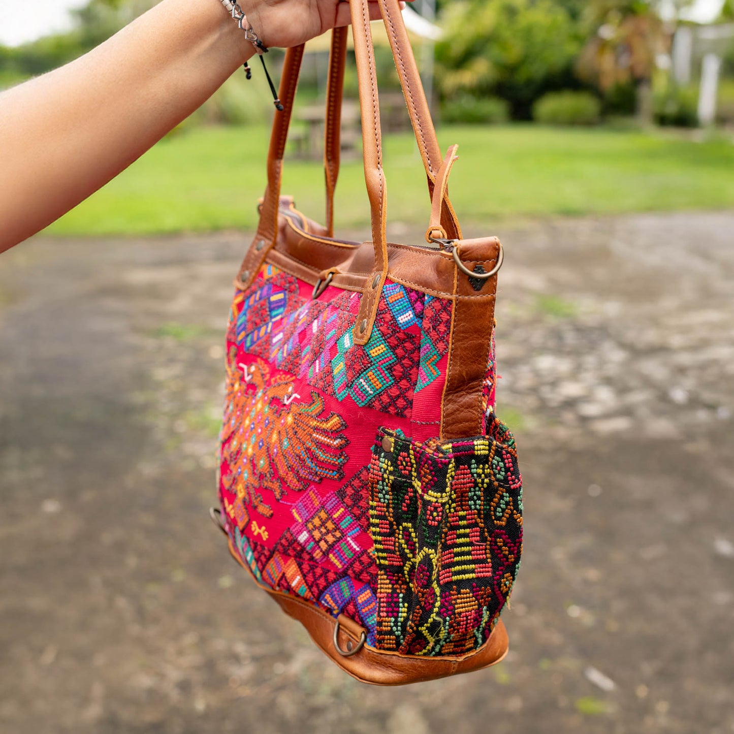 THE MEDIUM PERFECT BAG - OOAK HUIPIL - CAFE - NO. 16664