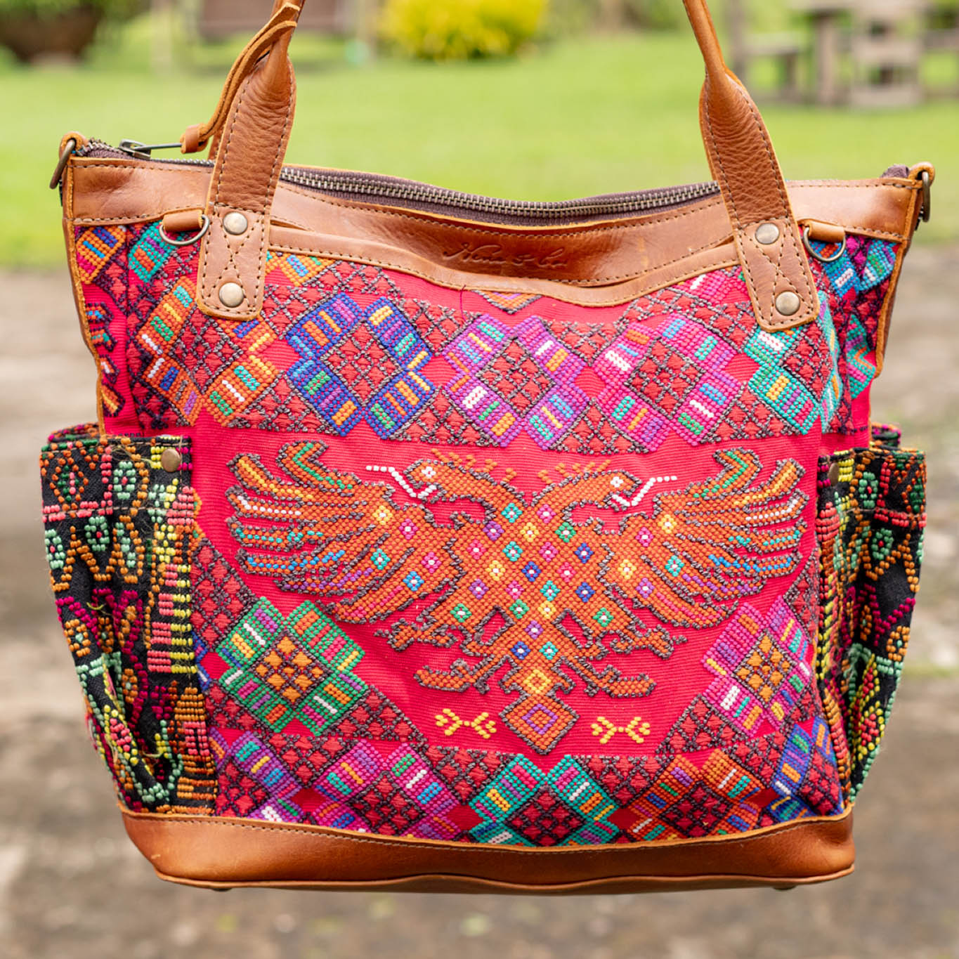 THE MEDIUM PERFECT BAG - OOAK HUIPIL - CAFE - NO. 16664