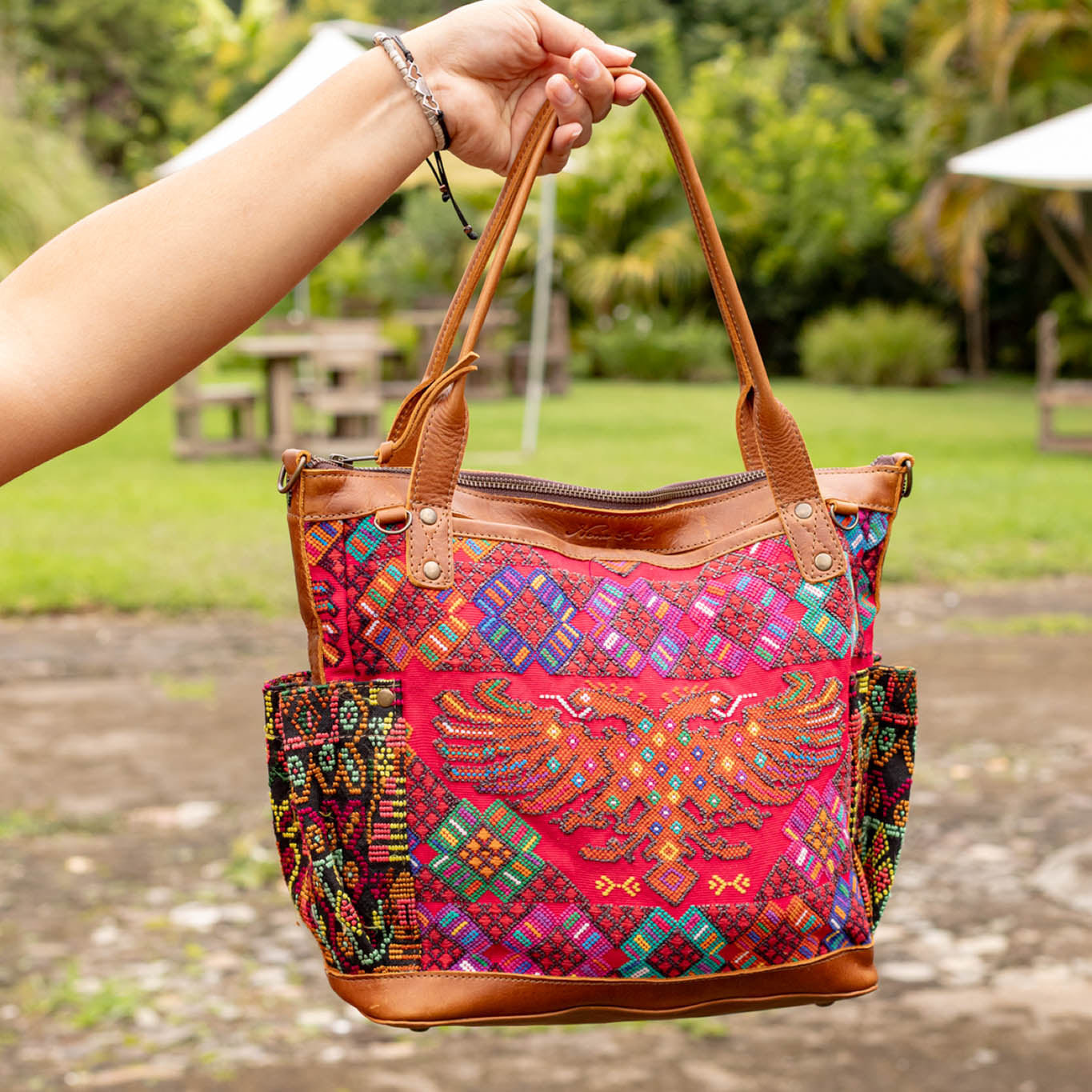 THE MEDIUM PERFECT BAG - OOAK HUIPIL - CAFE - NO. 16664