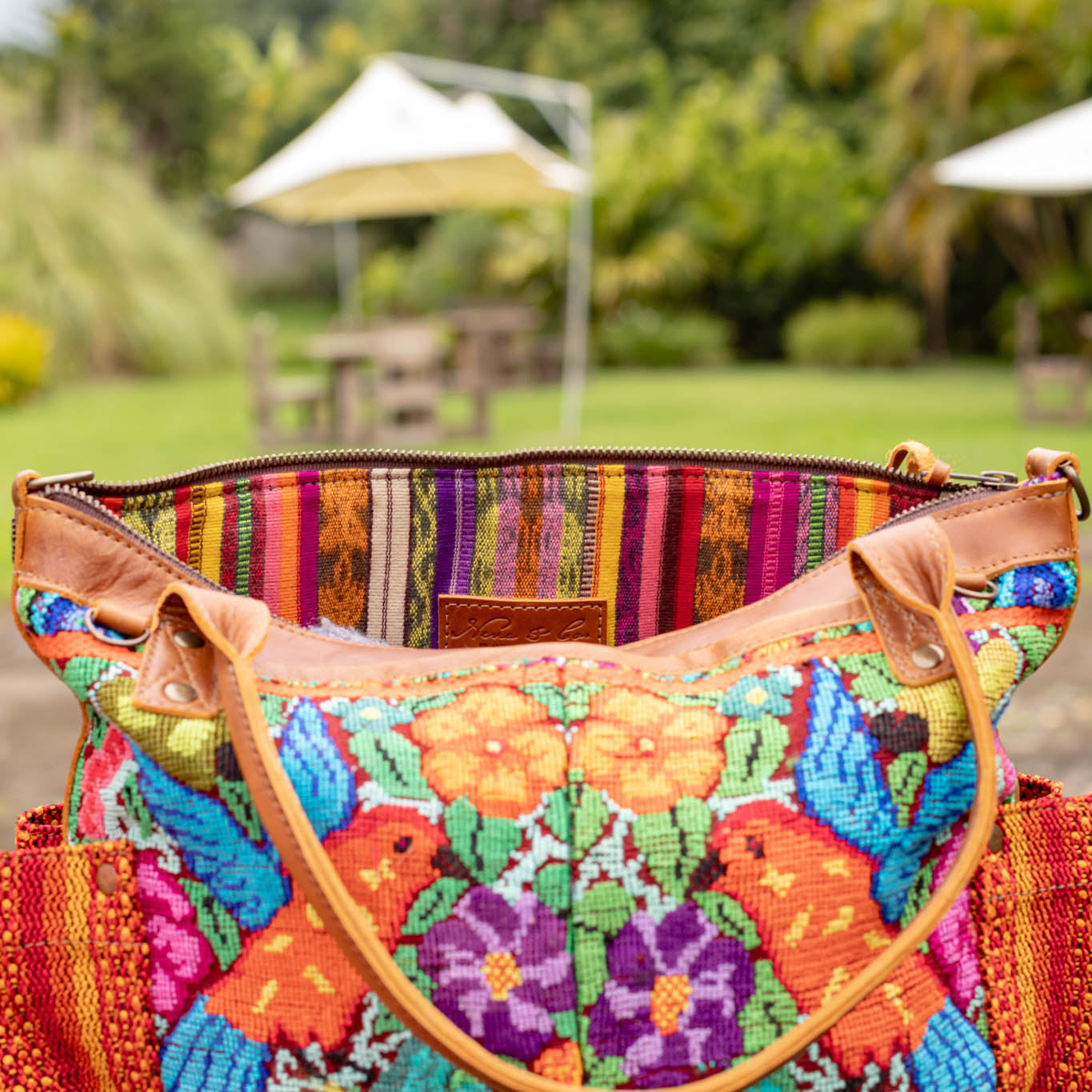 THE MEDIUM PERFECT BAG - OOAK HUIPIL - CAFE - NO. 16662