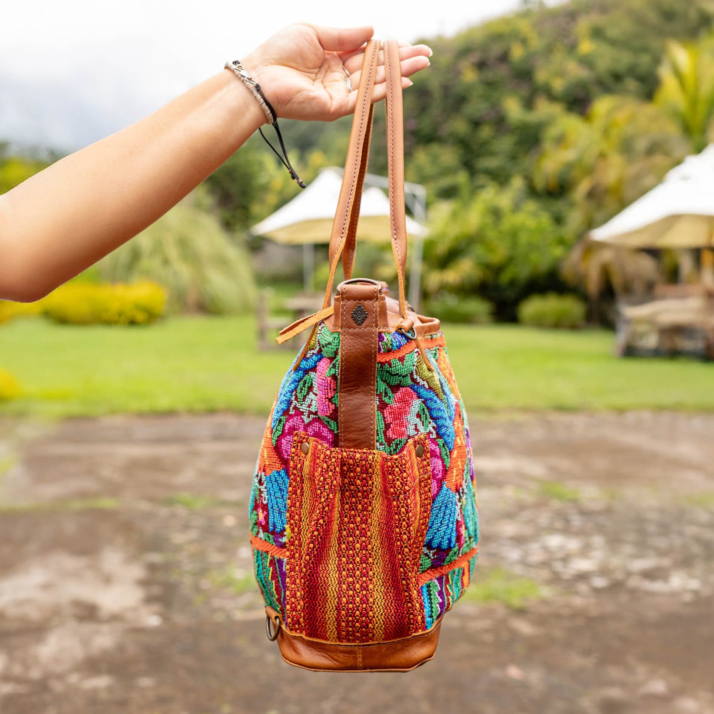 THE MEDIUM PERFECT BAG - OOAK HUIPIL - CAFE - NO. 16662