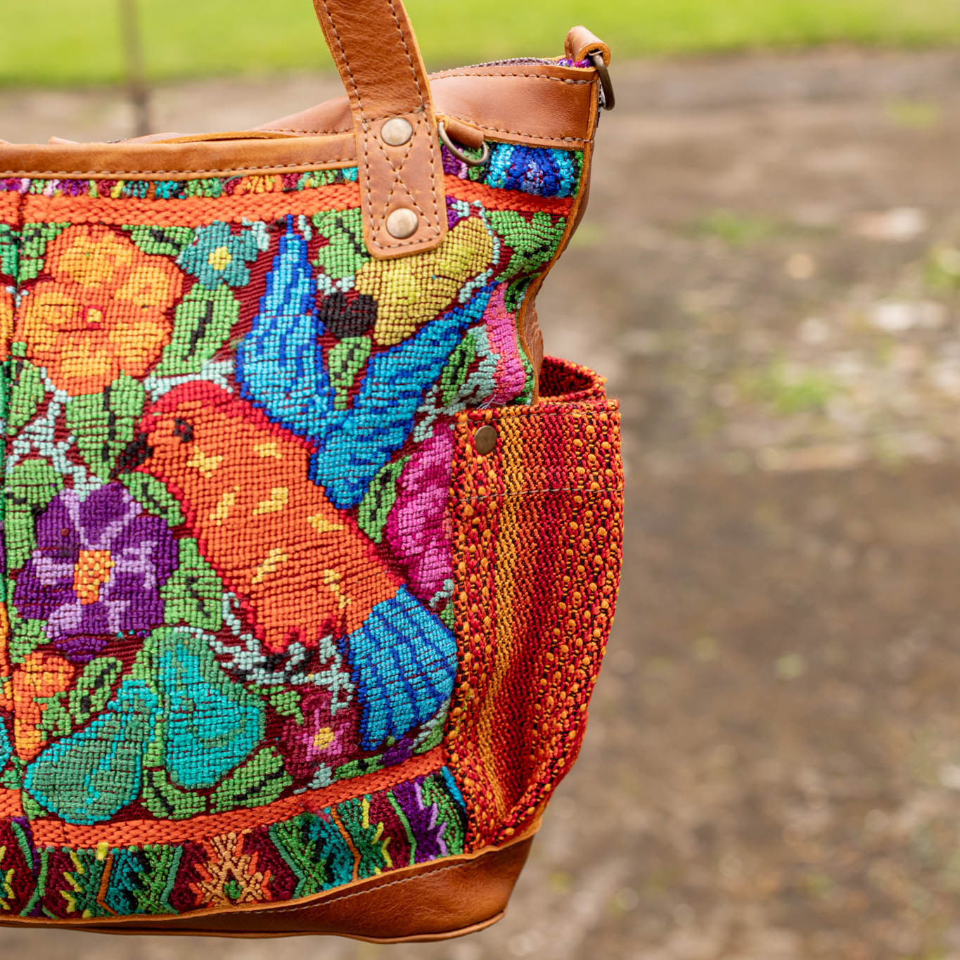 THE MEDIUM PERFECT BAG - OOAK HUIPIL - CAFE - NO. 16662