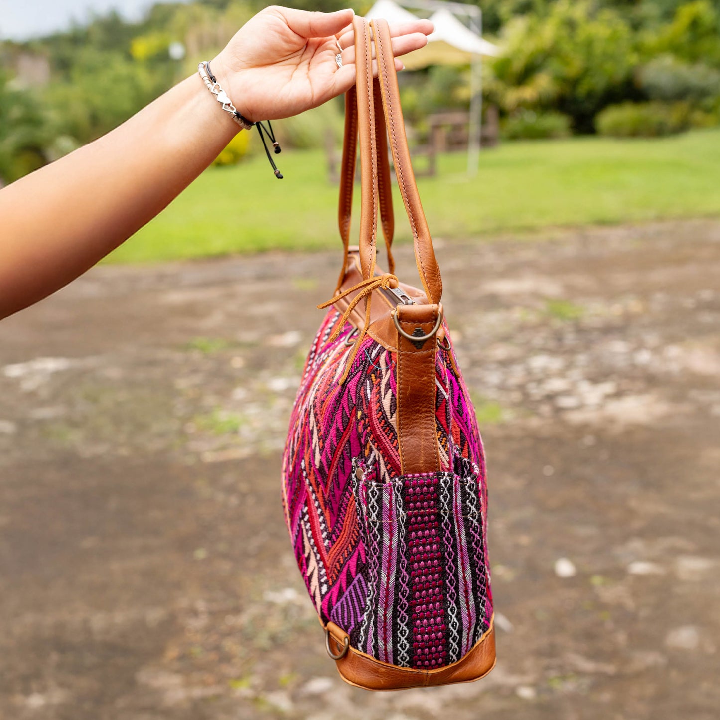 THE MEDIUM PERFECT BAG - OOAK HUIPIL - CAFE - NO. 16666