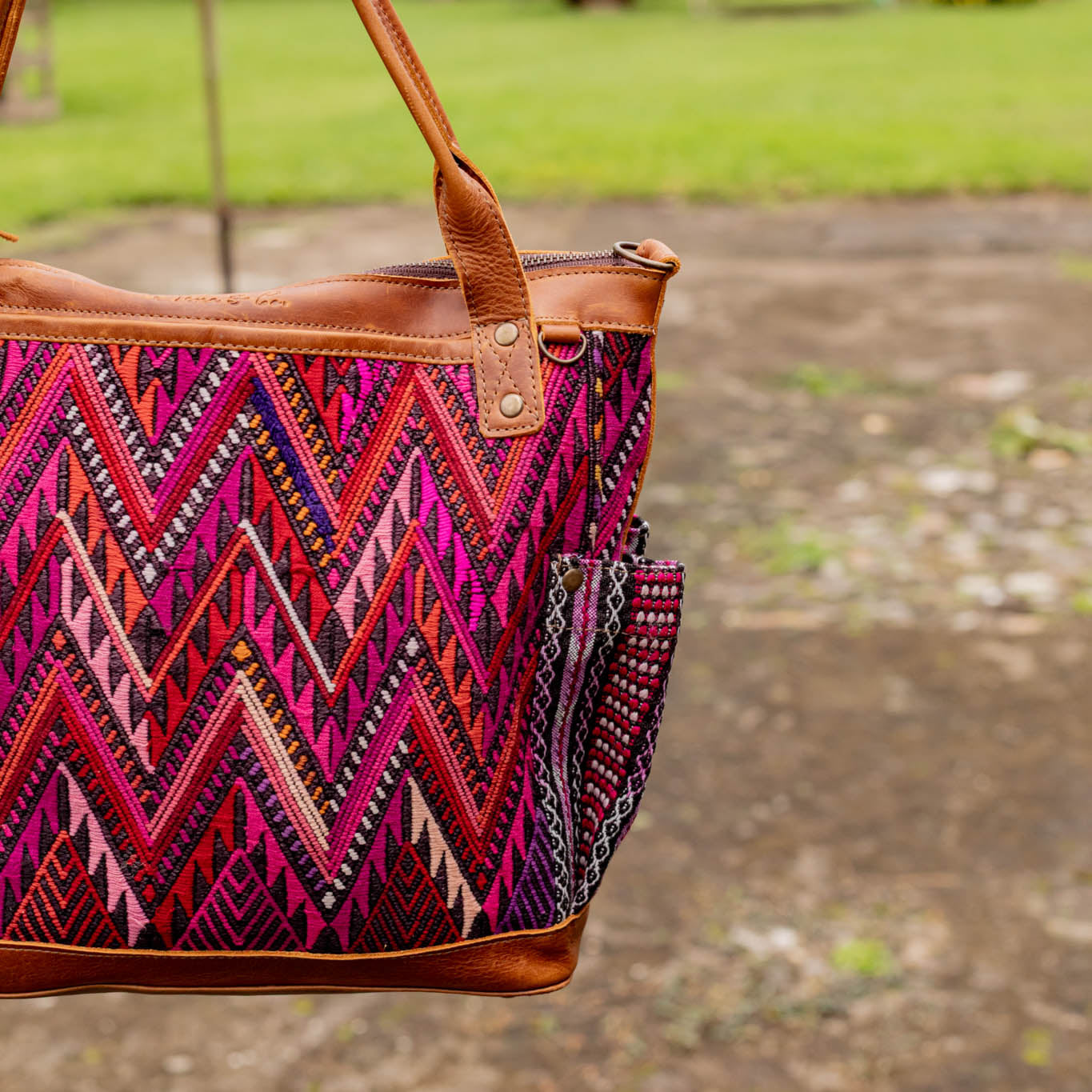 THE MEDIUM PERFECT BAG - OOAK HUIPIL - CAFE - NO. 16666