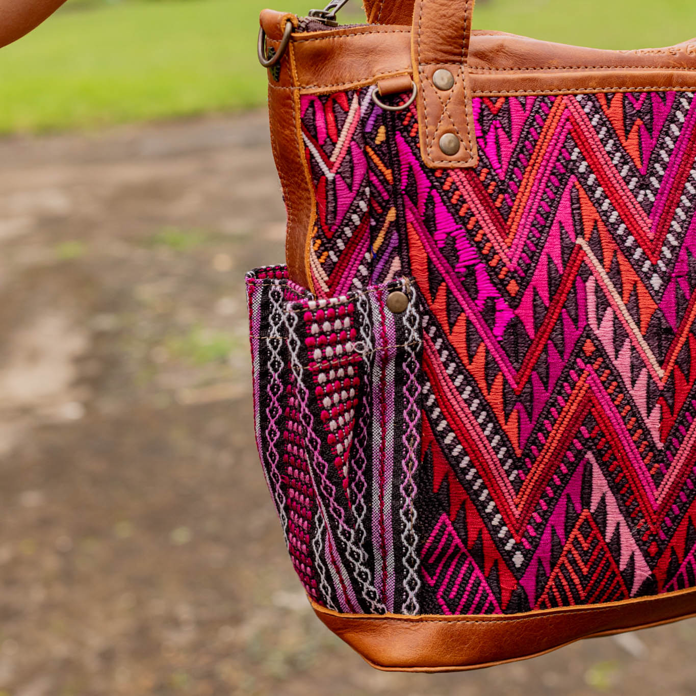 THE MEDIUM PERFECT BAG - OOAK HUIPIL - CAFE - NO. 16666