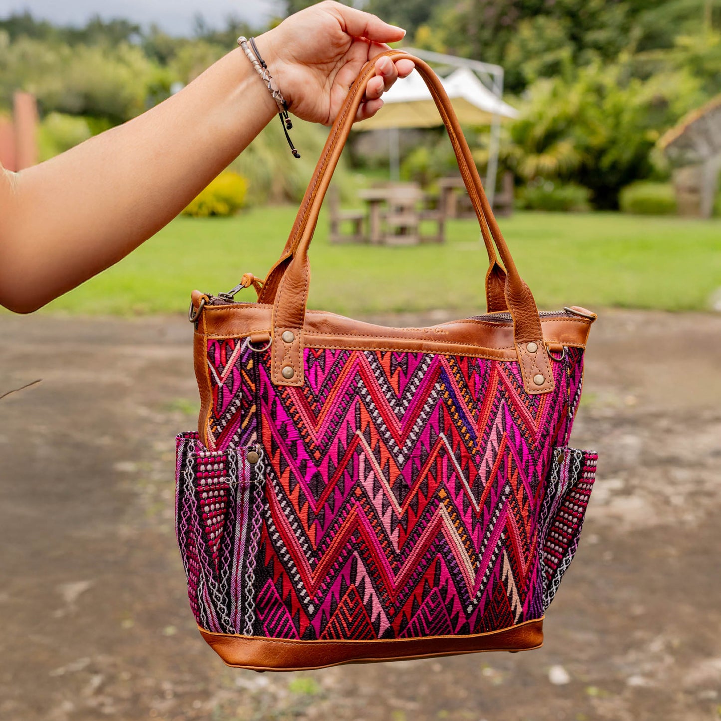 THE MEDIUM PERFECT BAG - OOAK HUIPIL - CAFE - NO. 16666