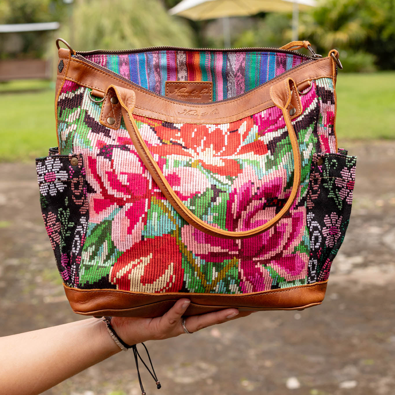 THE MEDIUM PERFECT BAG - OOAK HUIPIL - CAFE - NO. 16663