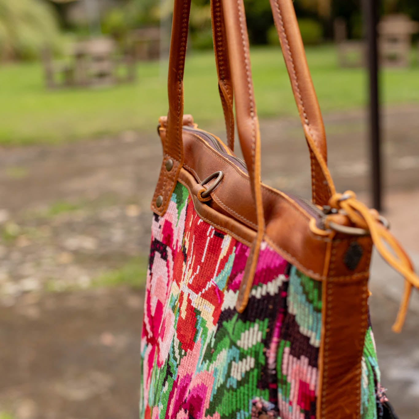 THE MEDIUM PERFECT BAG - OOAK HUIPIL - CAFE - NO. 16663