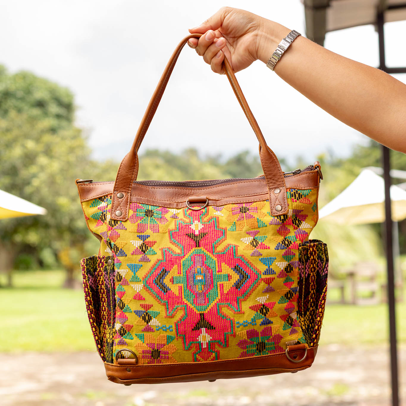 THE MEDIUM PERFECT BAG - OOAK HUIPIL - CAFE - NO. 16665