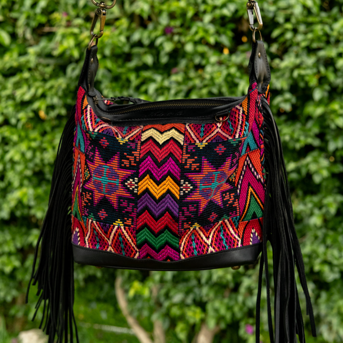 BEATRIZ MINI CDB WITH FRINGE - OOAK HUIPIL - BLACK - NO 