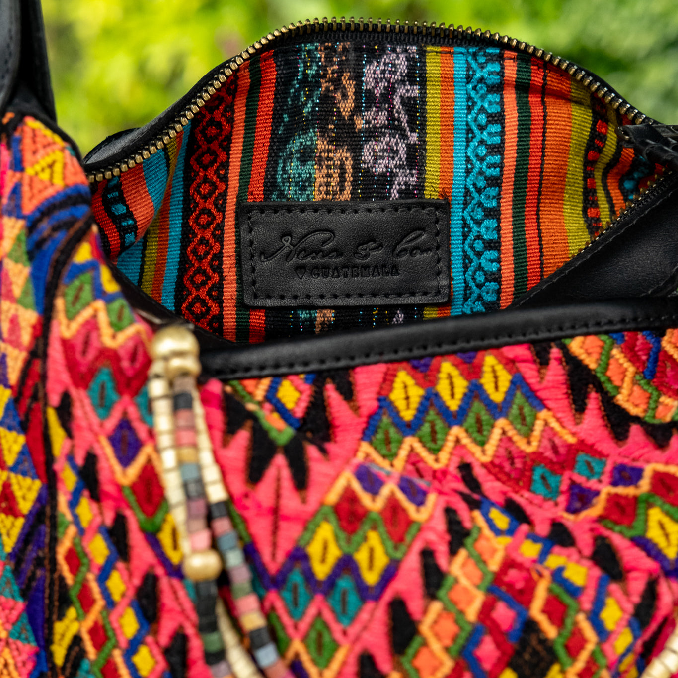 BEATRIZ MINI CDB WITH FRINGE - OOAK HUIPIL - BLACK - NO. 16511