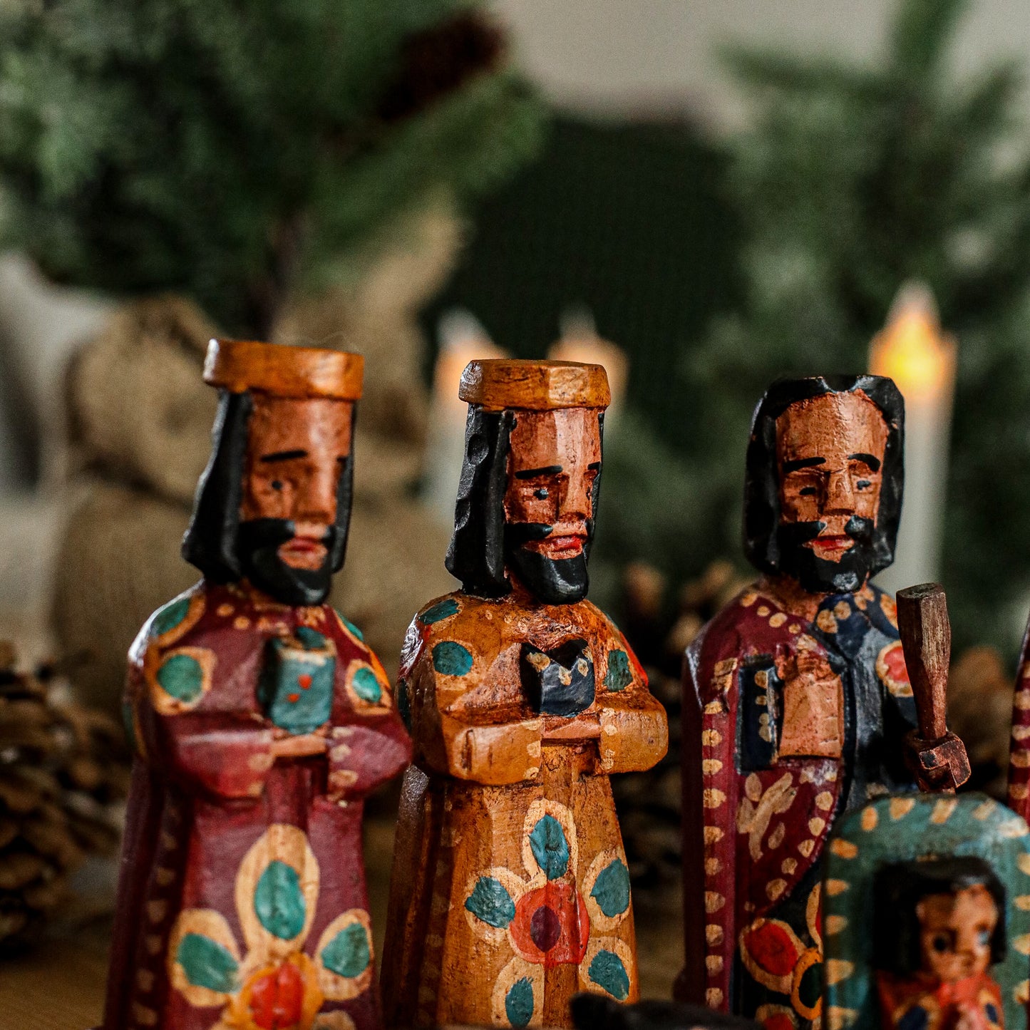 HAND PAINTED WOODEN NATIVITY - LARGE - NO. 10008