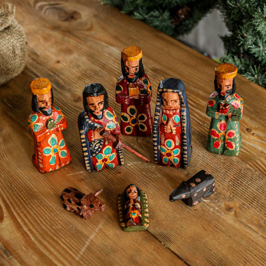 HAND PAINTED WOODEN NATIVITY - LARGE - NO. 10011