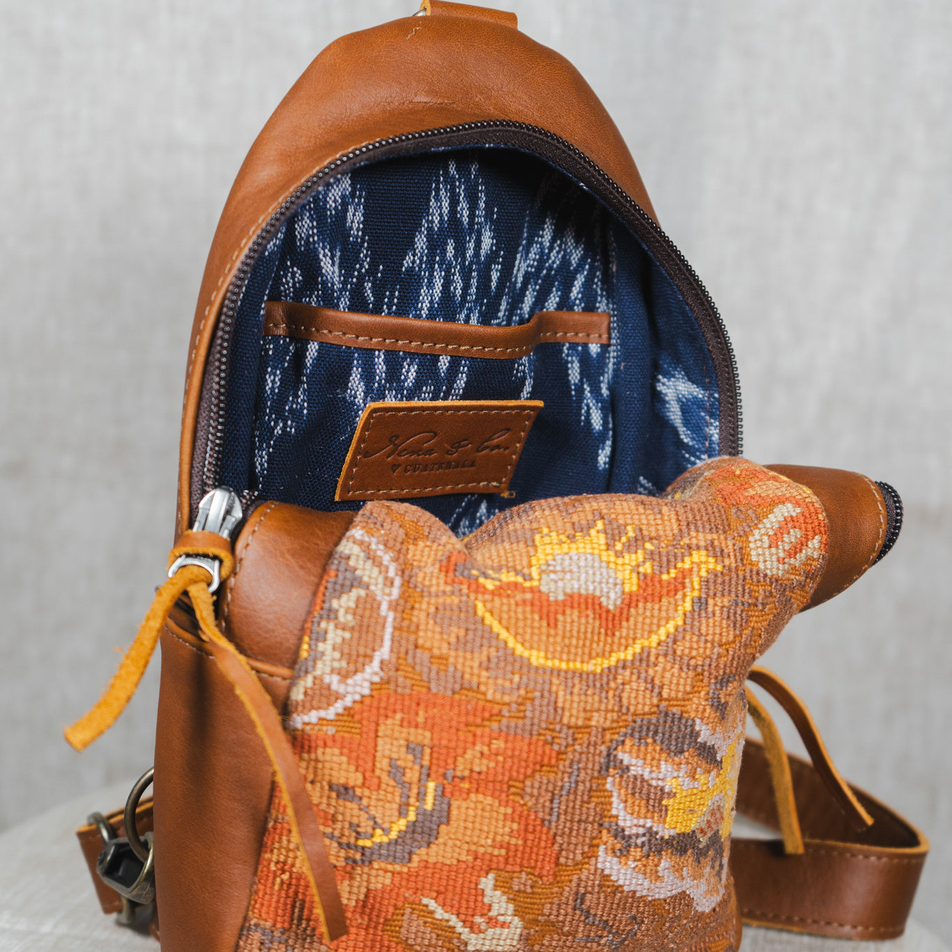 SMALL 2.0 CROSSBODY SLING - OOAK HUIPIL - CAFE - NO. 13538