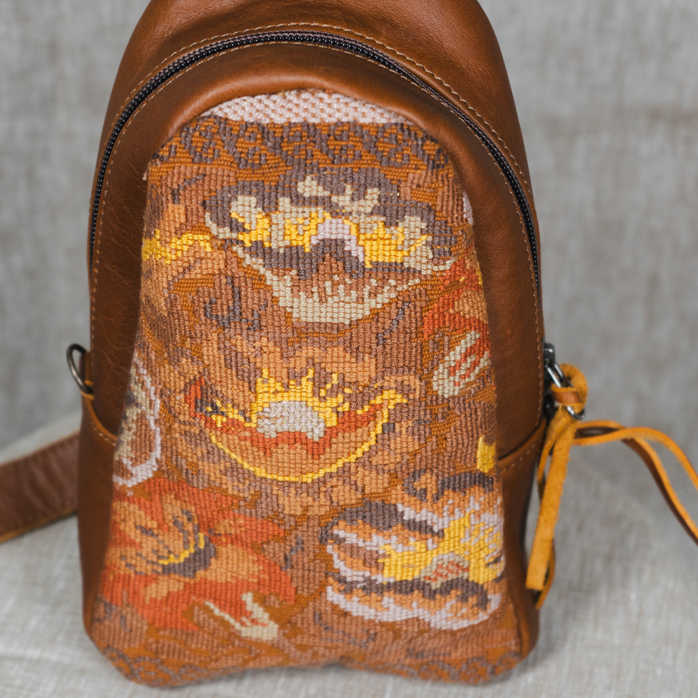 SMALL 2.0 CROSSBODY SLING - OOAK HUIPIL - CAFE - NO. 13538