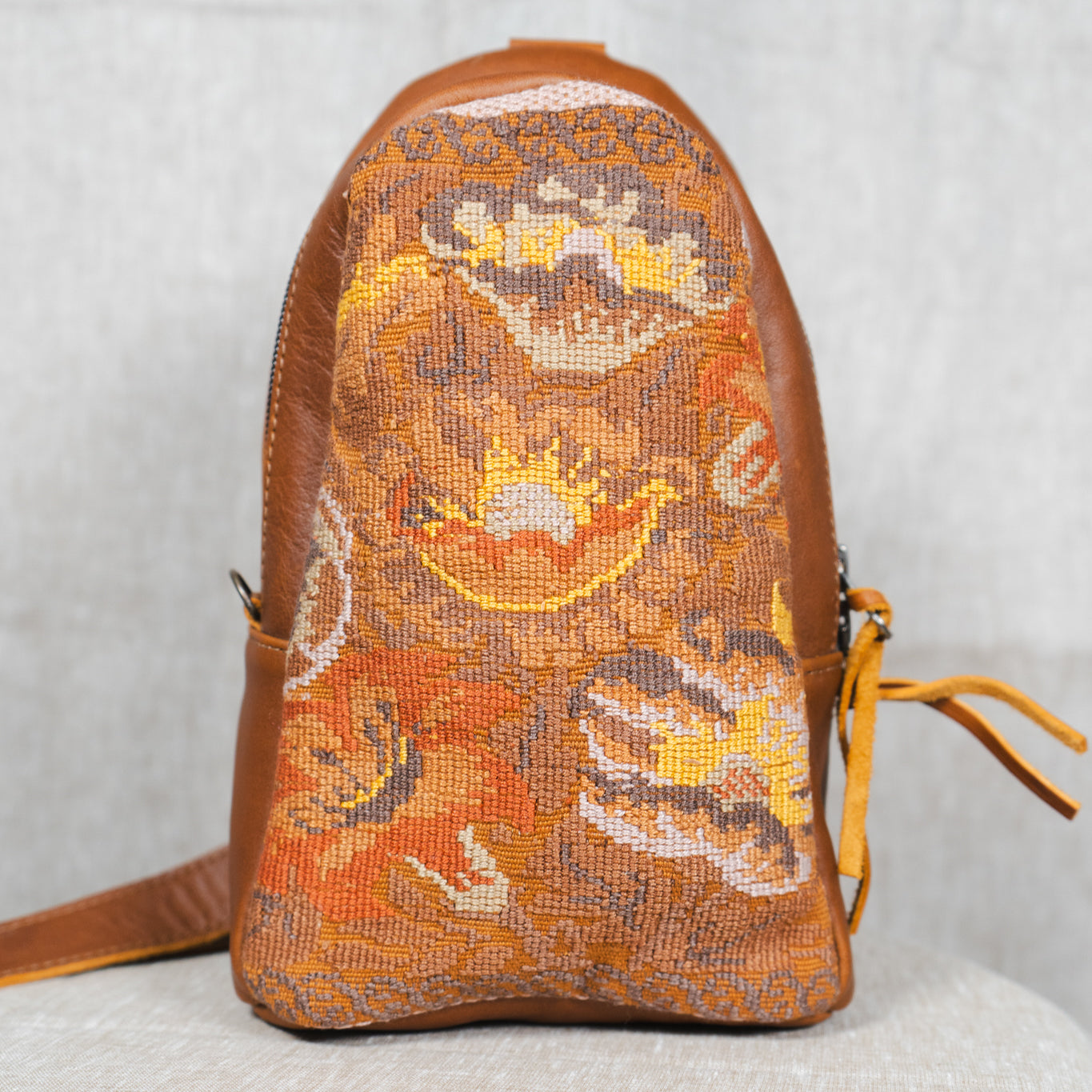 SMALL 2.0 CROSSBODY SLING - OOAK HUIPIL - CAFE - NO. 13538