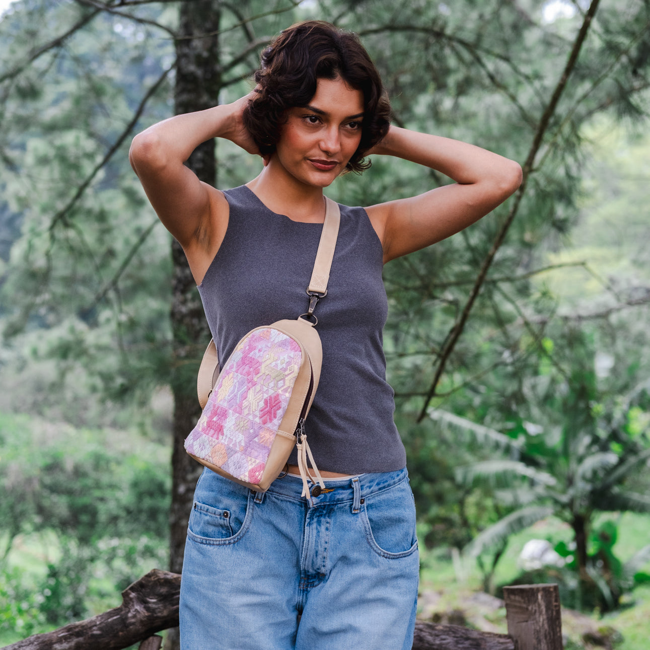 SMALL 2.0 CROSSBODY SLING - OOAK HUIPIL - LATTE - NO. 13553