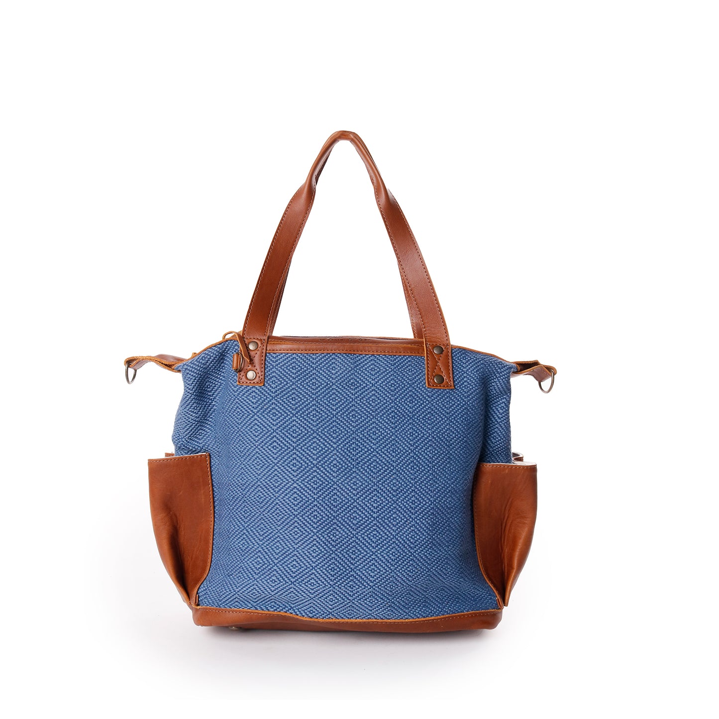 OG REVIVAL CONVERTIBLE DAY BAG - NAVY SUNSET - CAFE LEATHER