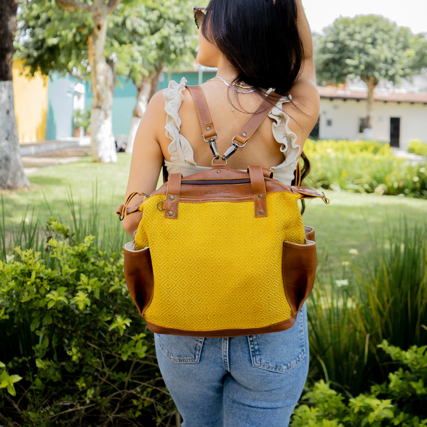 OG REVIVAL MEDIUM CONVERTIBLE DAY BAG - MUSTARD SUNSET - CAFE LEATHER
