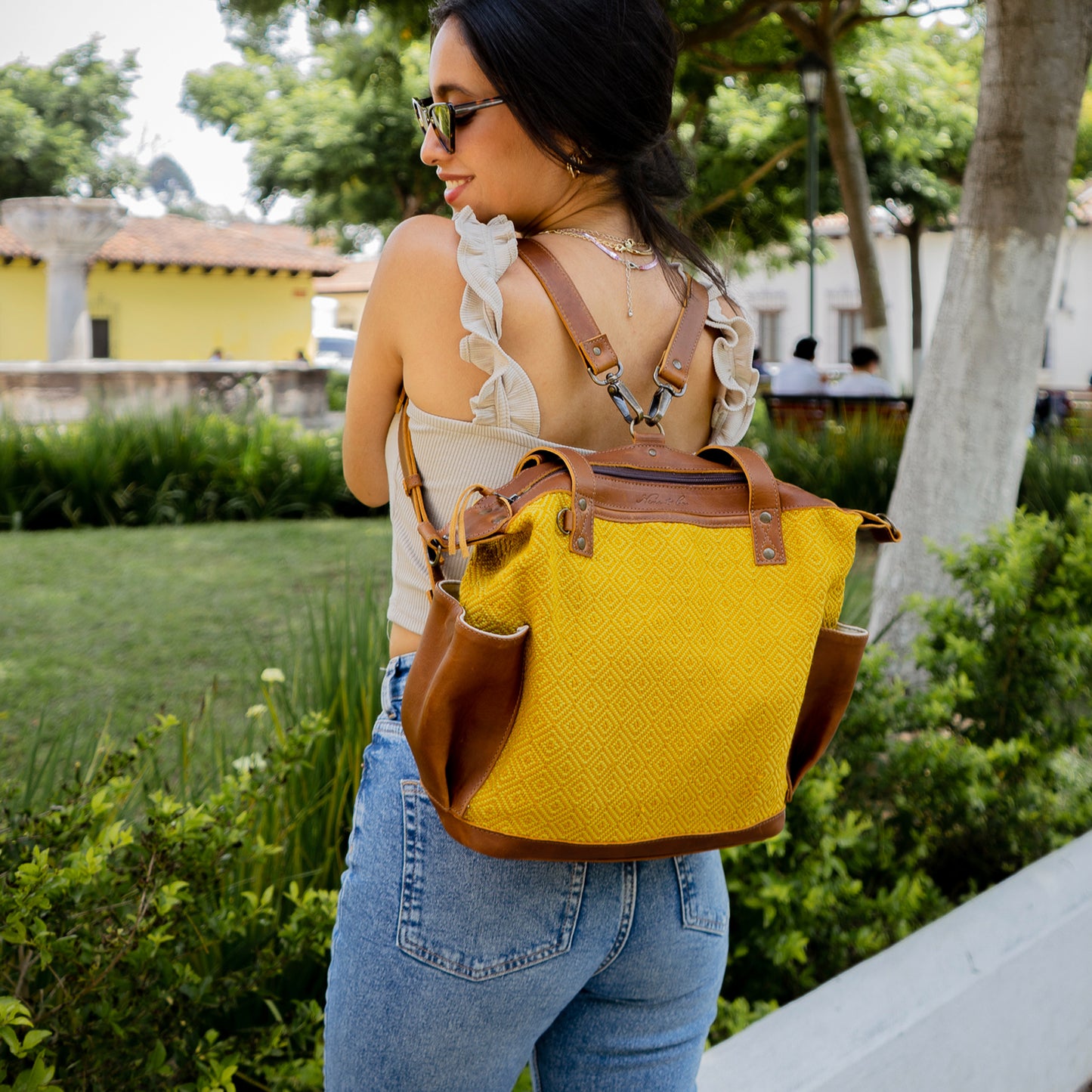 OG REVIVAL MEDIUM CONVERTIBLE DAY BAG - MUSTARD SUNSET - CAFE LEATHER