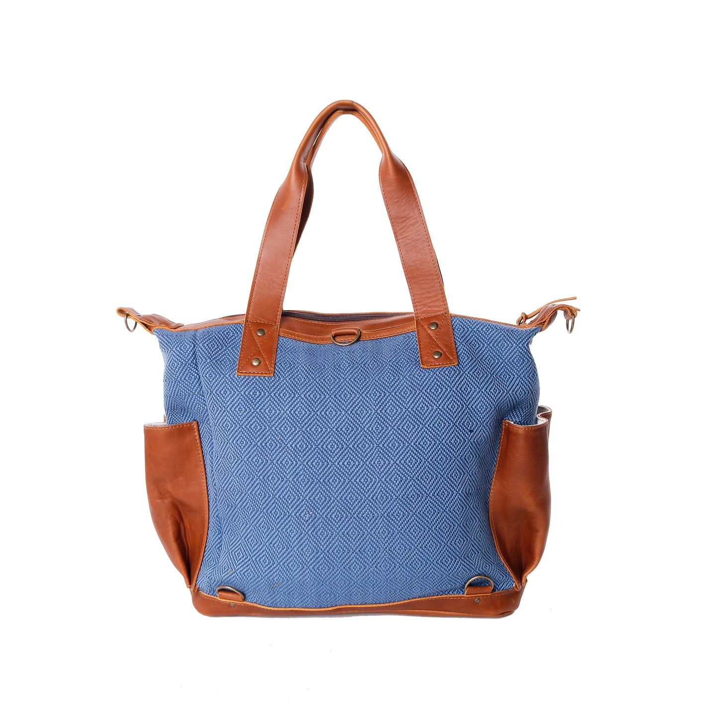 OG REVIVAL MEDIUM CONVERTIBLE DAY BAG - NAVY SUNSET - CAFE LEATHER