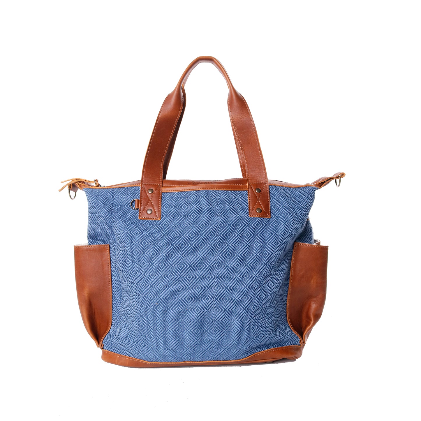 OG REVIVAL MEDIUM CONVERTIBLE DAY BAG - NAVY SUNSET - CAFE LEATHER