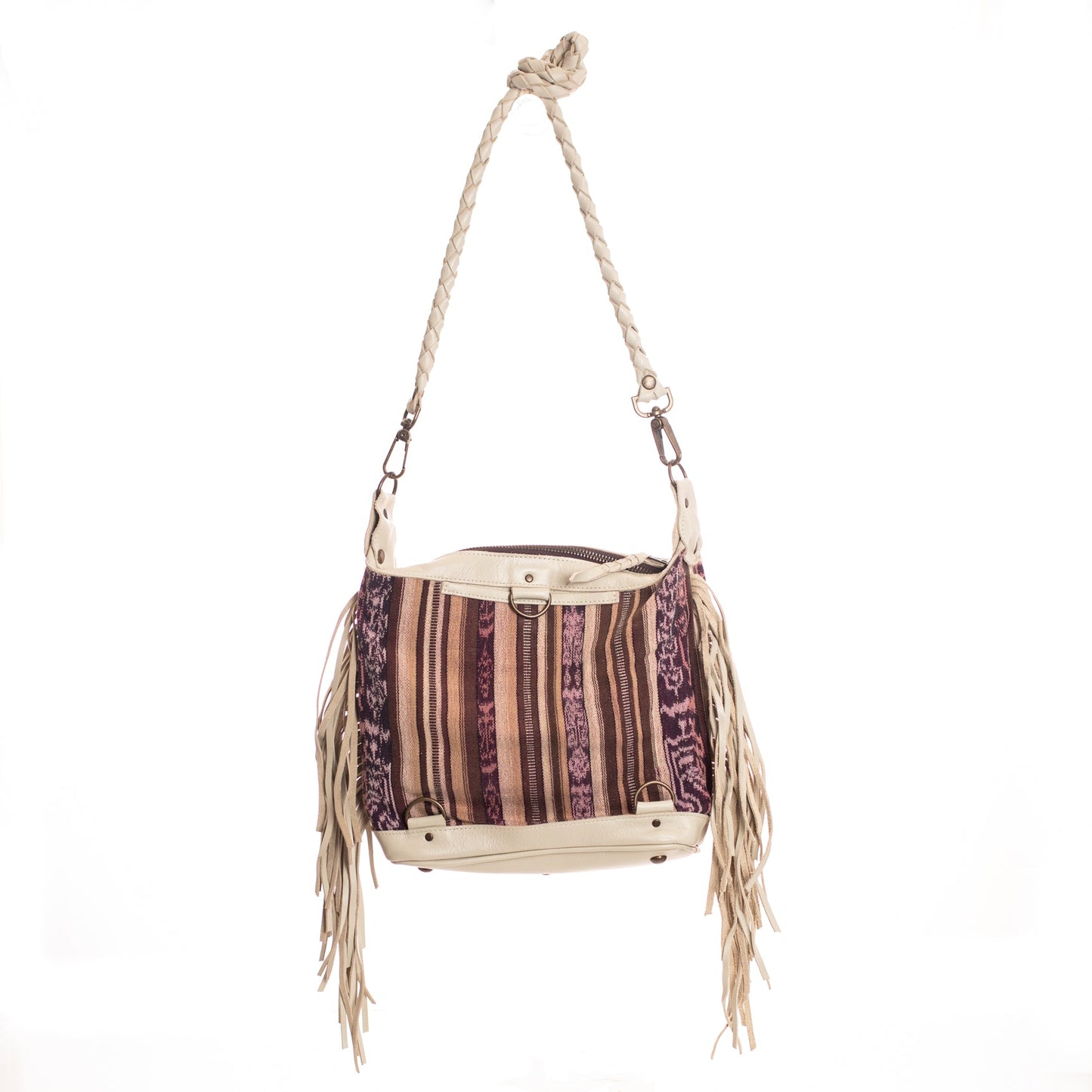 BEATRIZ MINI CONVERTIBLE DAY BAG WITH FRINGE - CORTE DE PLAYA - BONE - NO. 26828