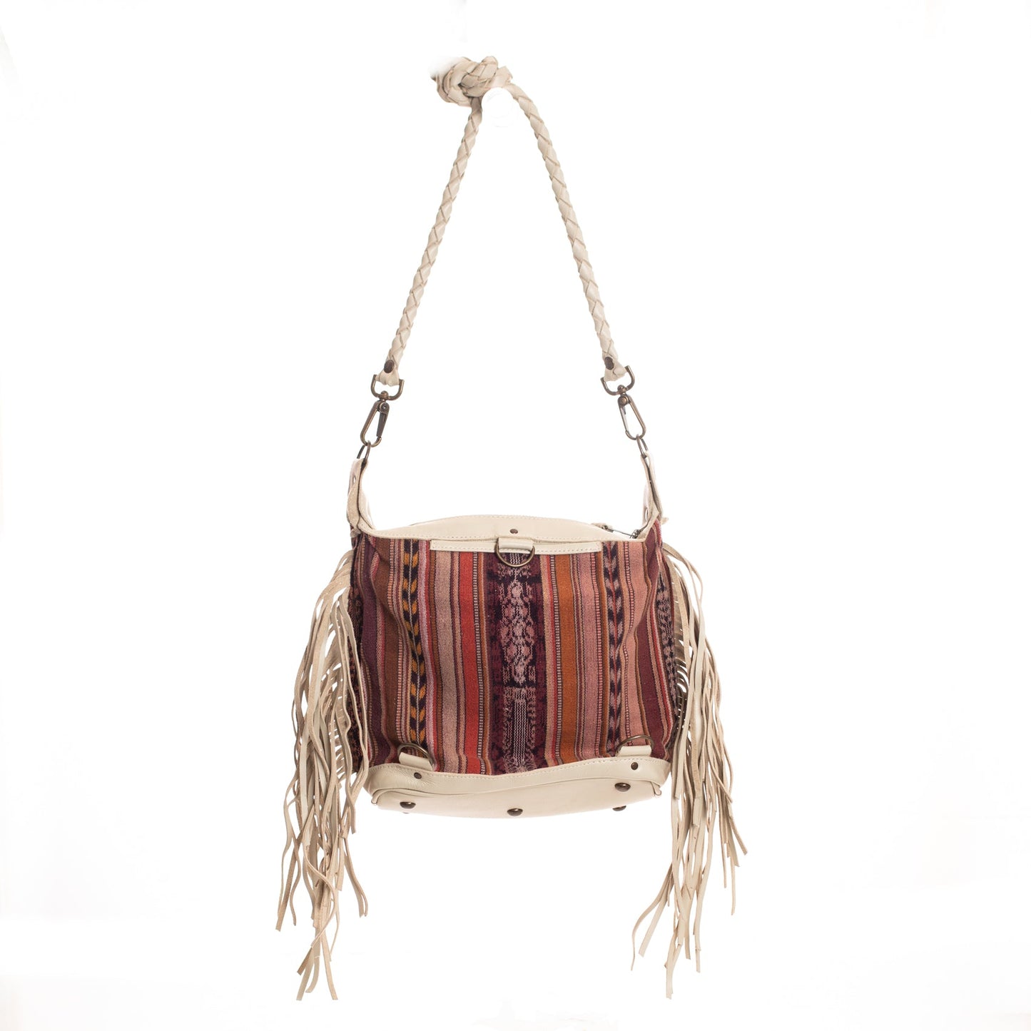 BEATRIZ MINI CONVERTIBLE DAY BAG WITH FRINGE - CORTE DE PLAYA - BONE - NO. 26834