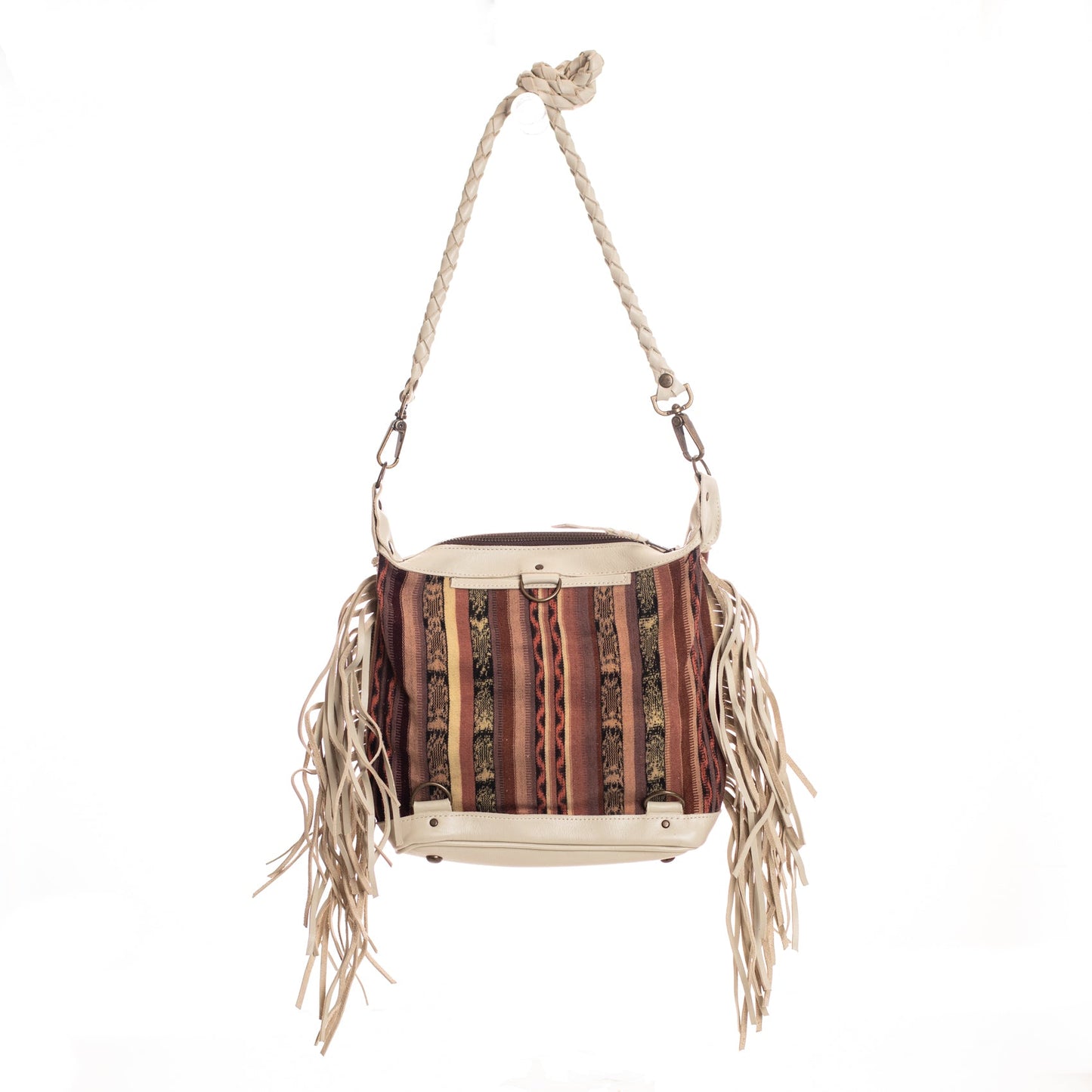 BEATRIZ MINI CONVERTIBLE DAY BAG WITH FRINGE - CORTE DE PLAYA - BONE - NO. 26840