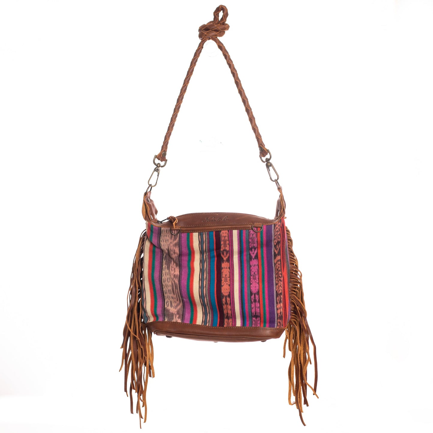 BEATRIZ MINI CONVERTIBLE DAY BAG WITH FRINGE - CORTE DE PLAYA - CAFE - NO. 26746