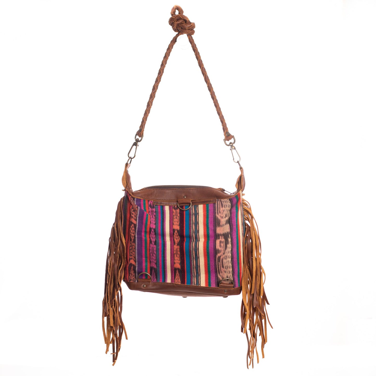 BEATRIZ MINI CONVERTIBLE DAY BAG WITH FRINGE - CORTE DE PLAYA - CAFE - NO. 26746