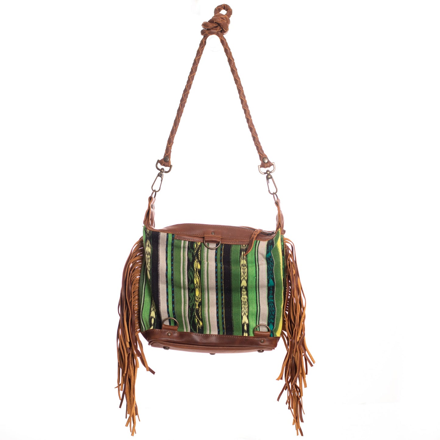 BEATRIZ MINI CONVERTIBLE DAY BAG WITH FRINGE - CORTE DE PLAYA - CAFE - NO. 26870