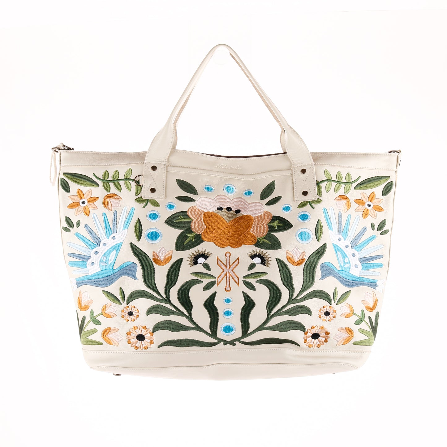 PERFECT WEEKENDER - 10 YEAR ANNIVERSARY - EMBROIDERED LEATHER - AZURE - BONE