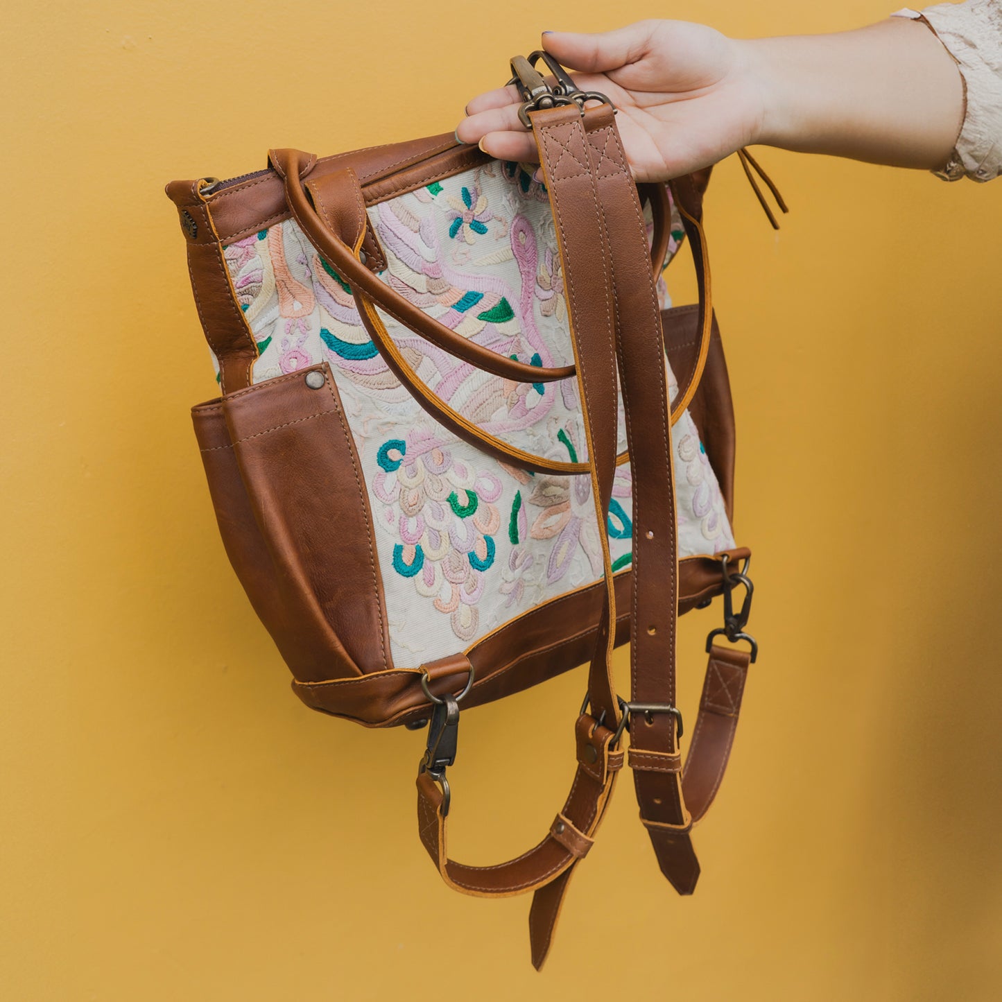 THE MEDIUM PERFECT BAG - OOAK HUIPIL - CAFE - NO. 12723