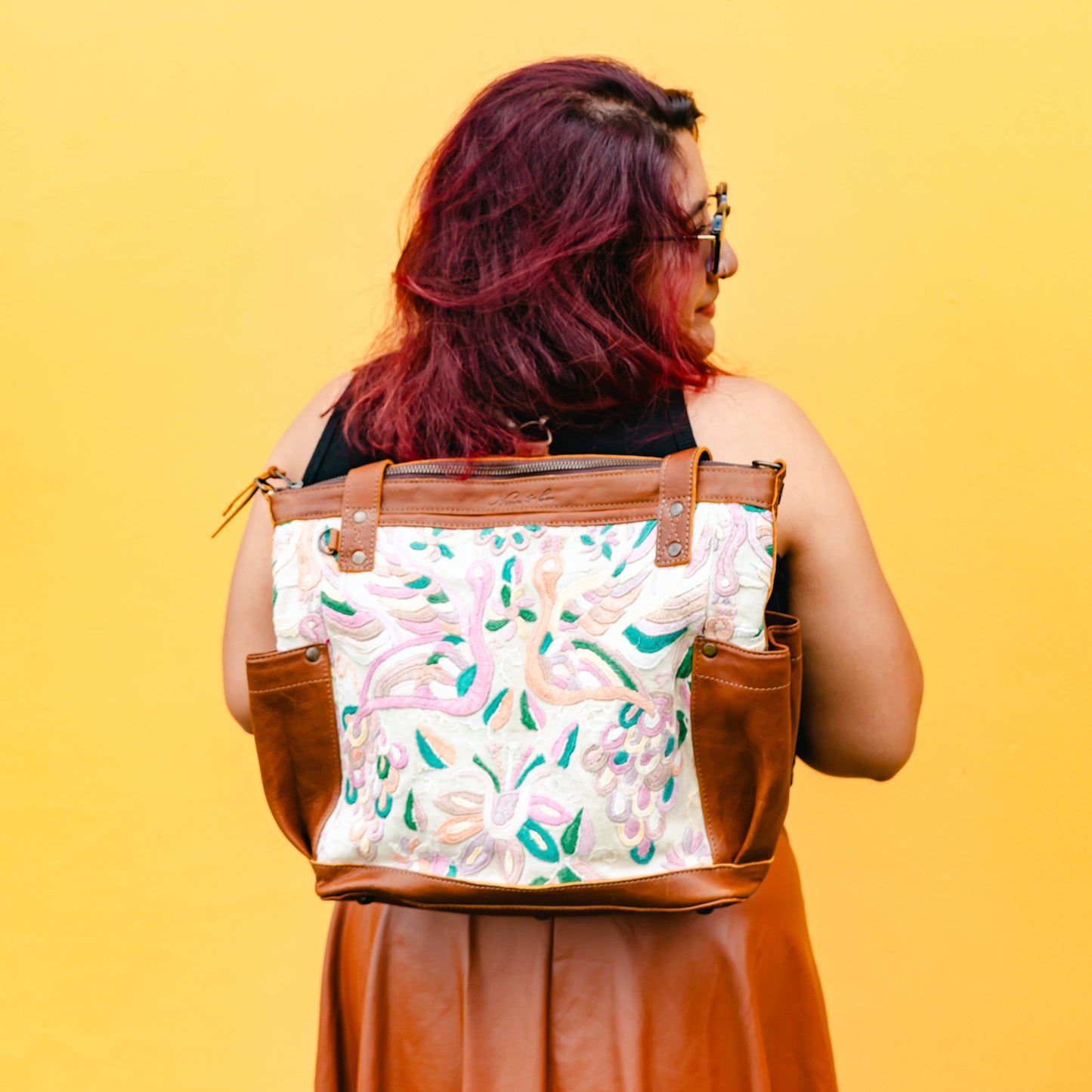 THE MEDIUM PERFECT BAG - OOAK HUIPIL - CAFE - NO. 12723