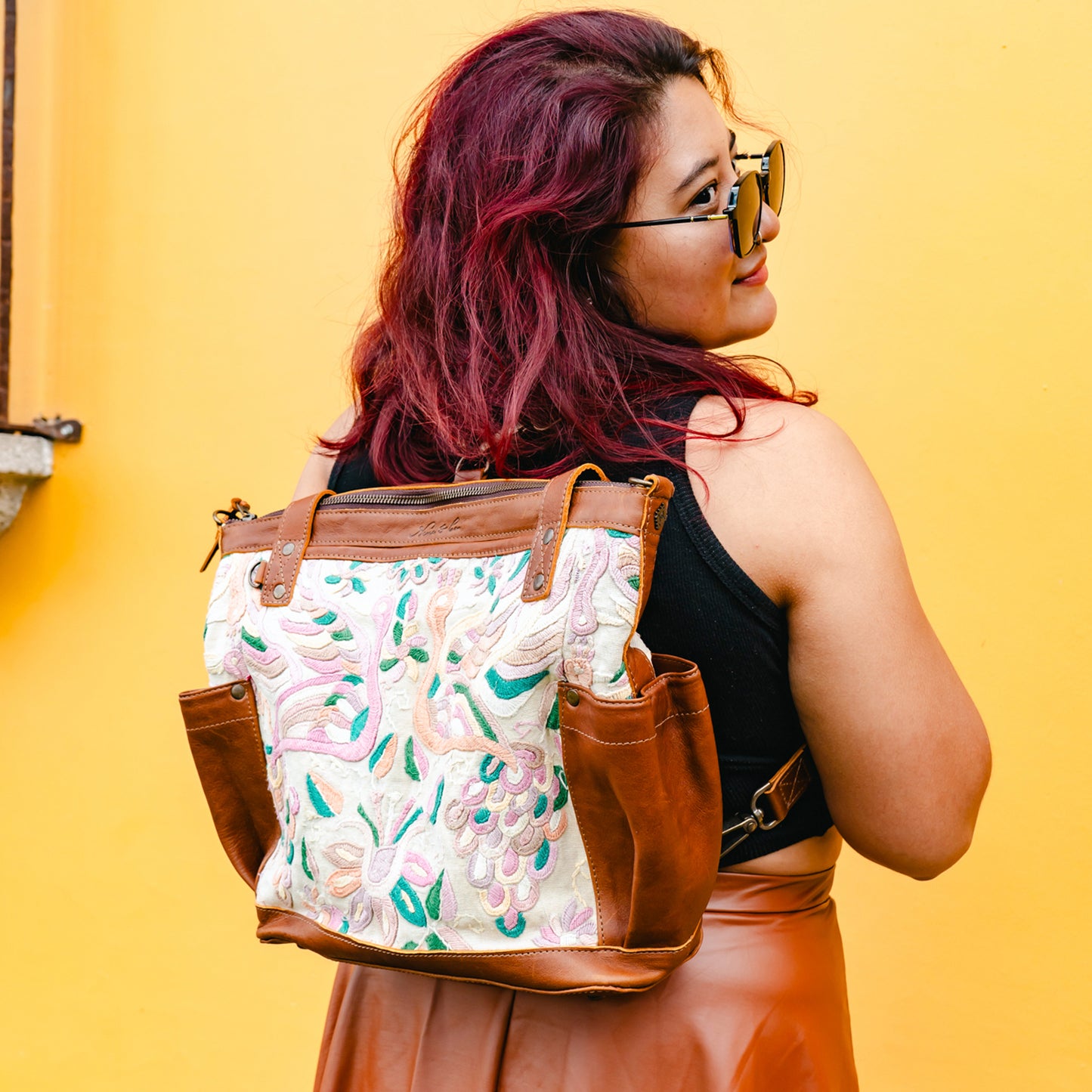 THE MEDIUM PERFECT BAG - OOAK HUIPIL - CAFE - NO. 12723